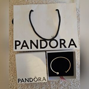 Authentic Pandora Sterling Silver  Moon And Stars Open Bangle Bracelet. New.